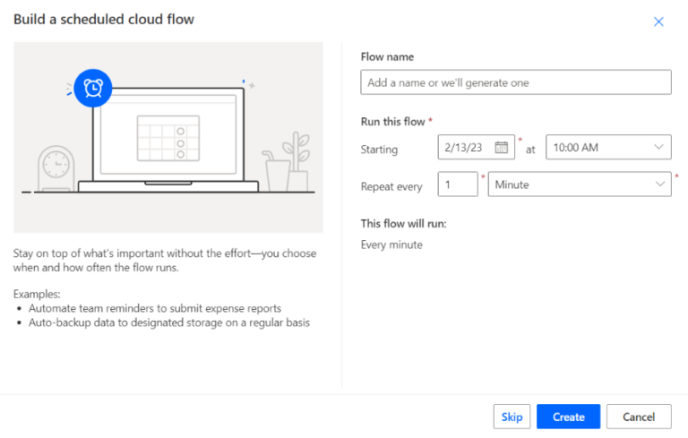 Scheduled cloud flow in Power Automate