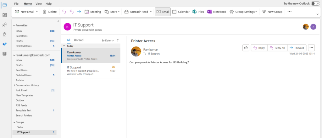 outlook collaborative inbox