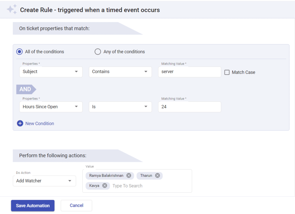 add-watchers-to-tickets-using -automation-time-triggers-desk365