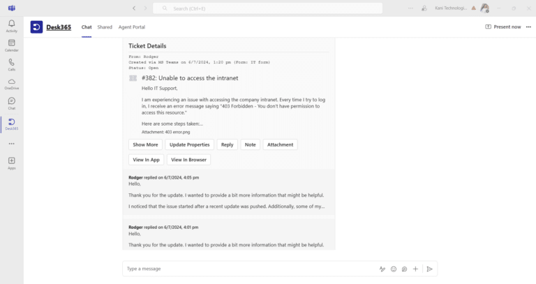 desk365 agent bot viewing ticket details 1