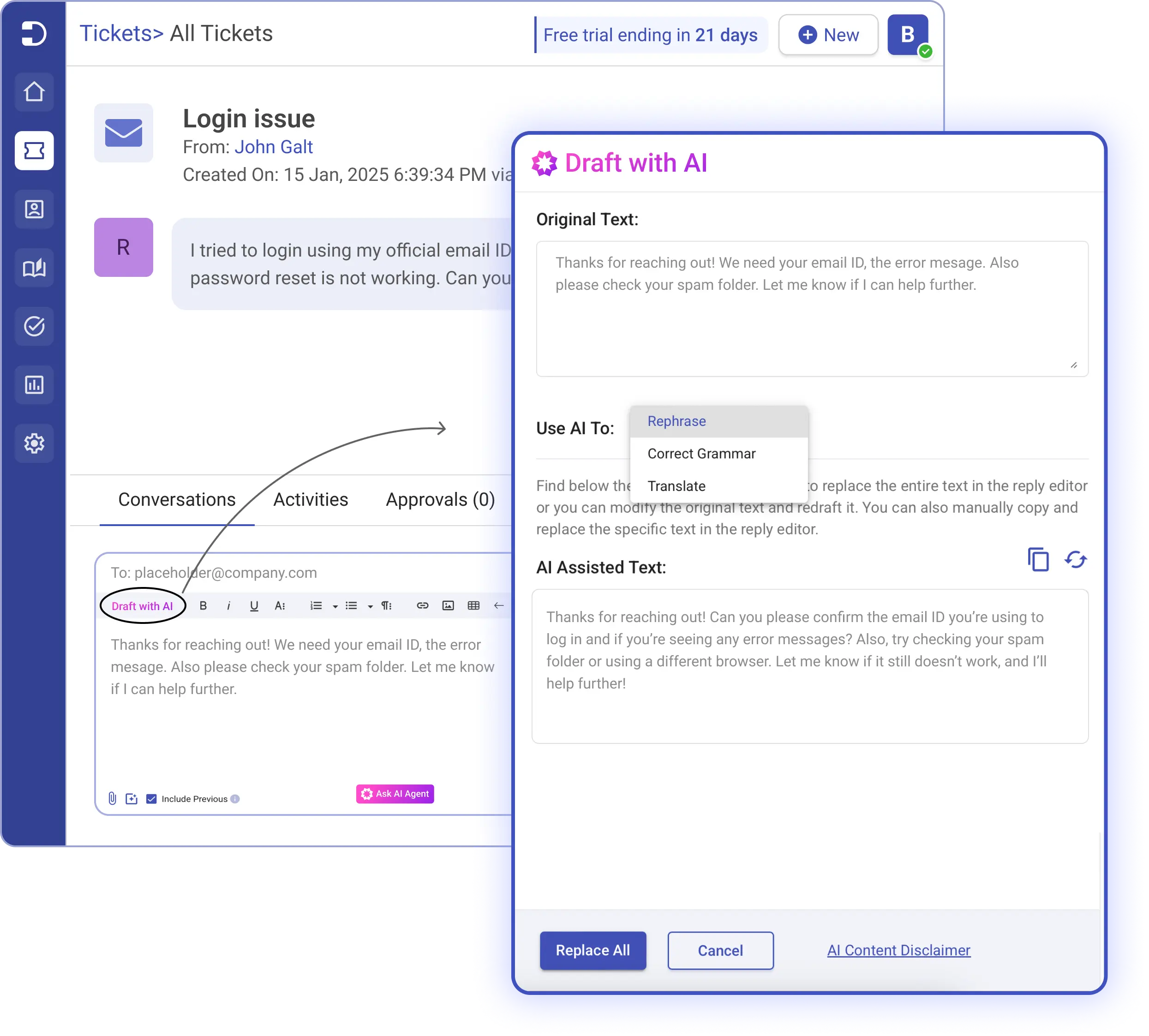 desk365 draft with ai
