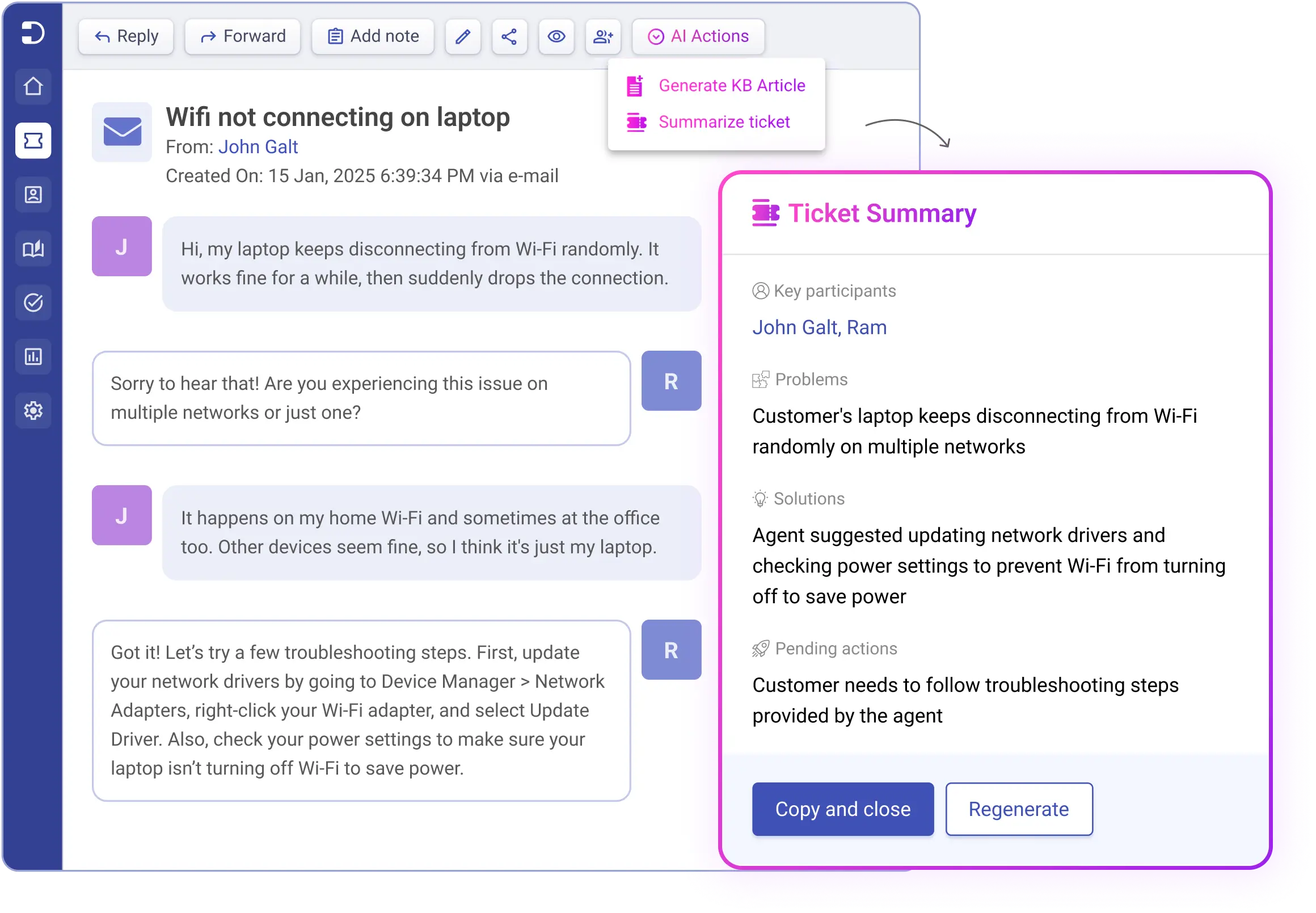 desk365 ticket summary