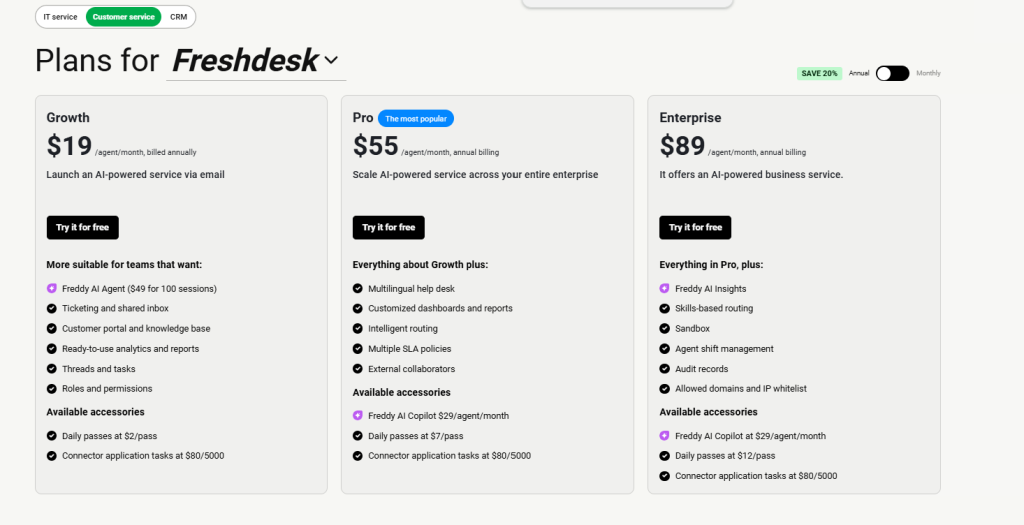 freshdesk pricing