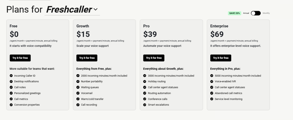 freshcaller pricing