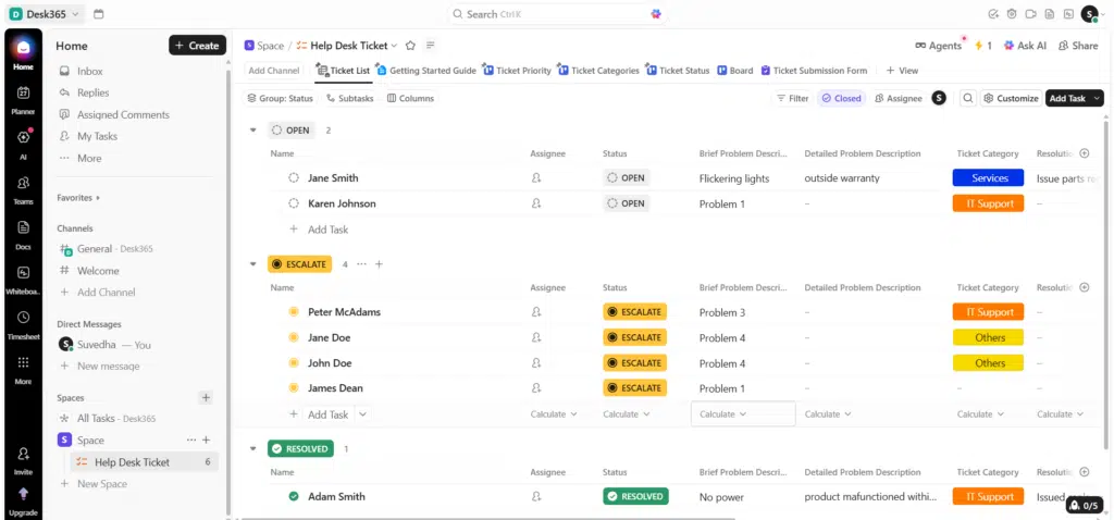 clickup ticketing system
