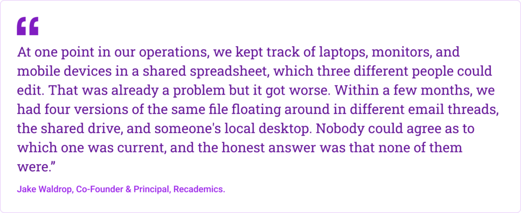 IT Asset spreadsheet Management