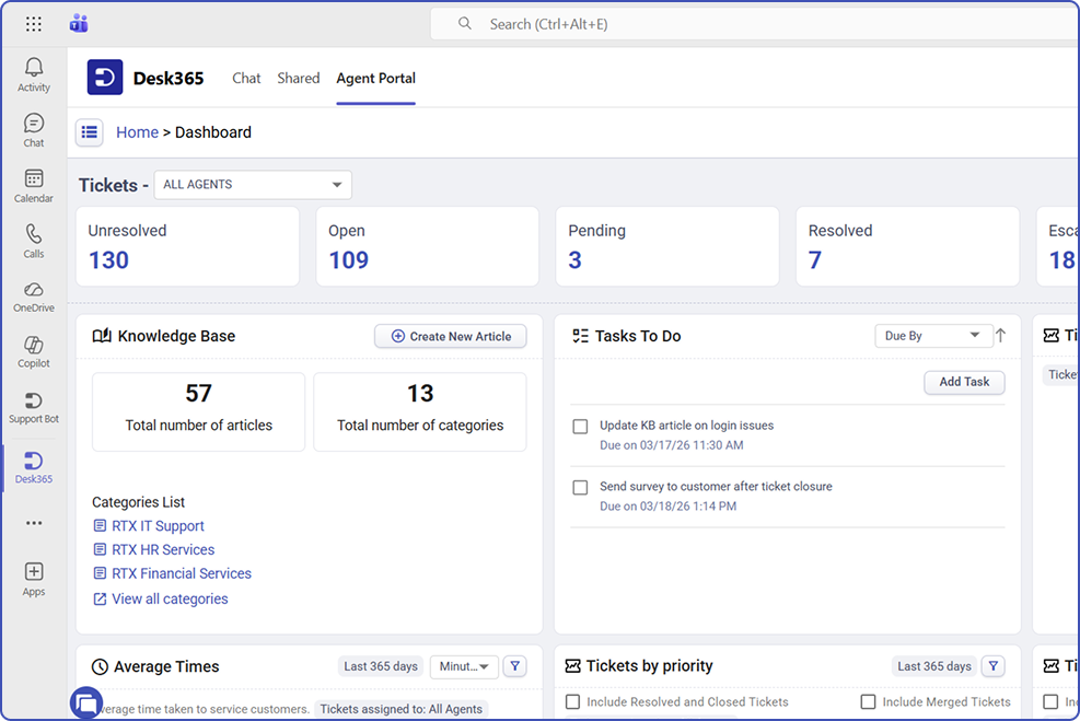 Microsoft Teams - Agent Bot in Desk365