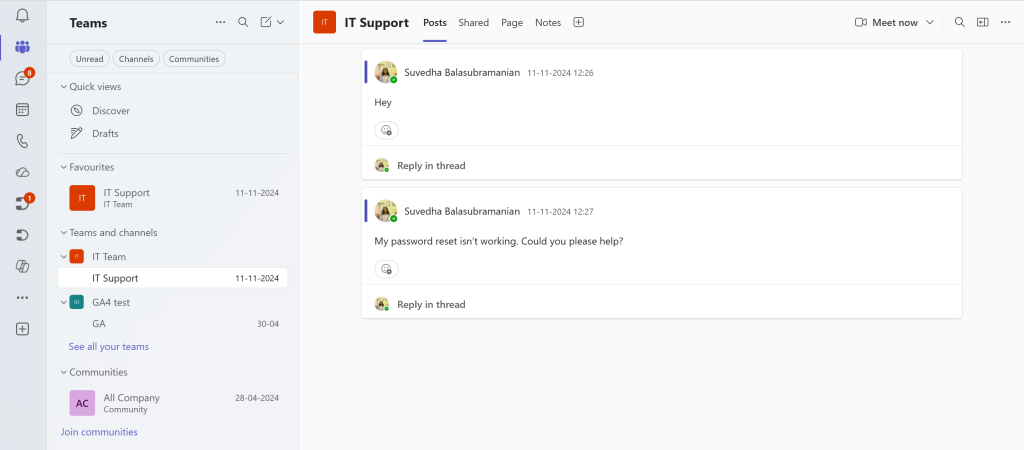 create a channel in Teams