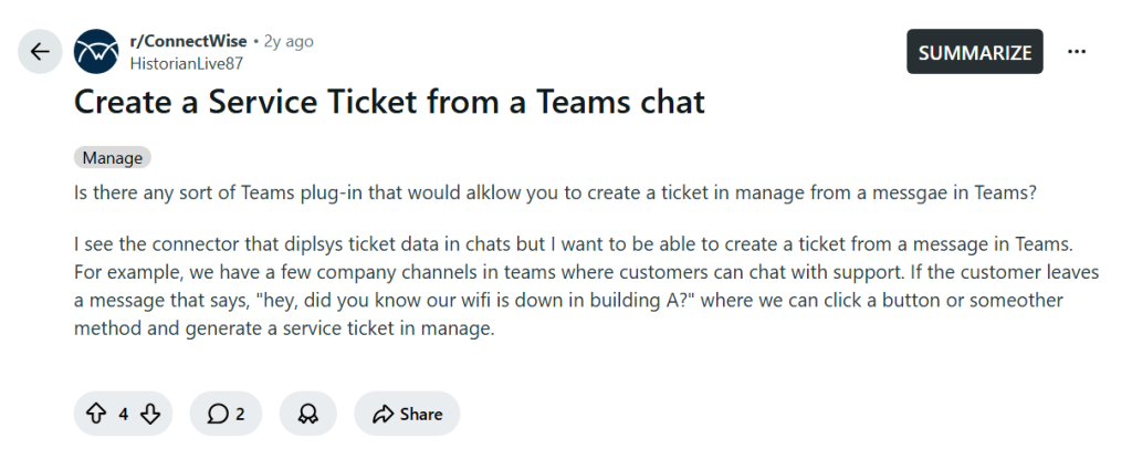 reddit ms teams ticketing